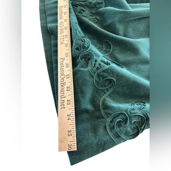 Vintage Susan Bristol Skirt 8P Green Corduroy Pleated Elastic Waist Embroidery - Picture 13 of 16